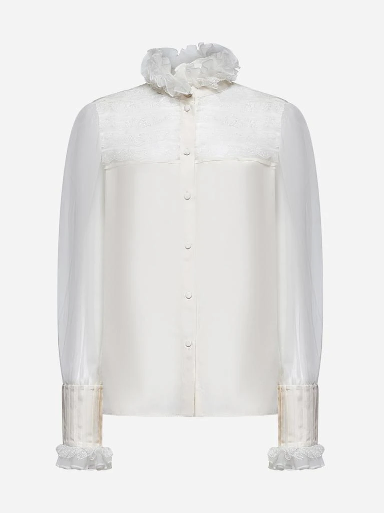 VALENTINO Ivory silk shirt with ruffles 1