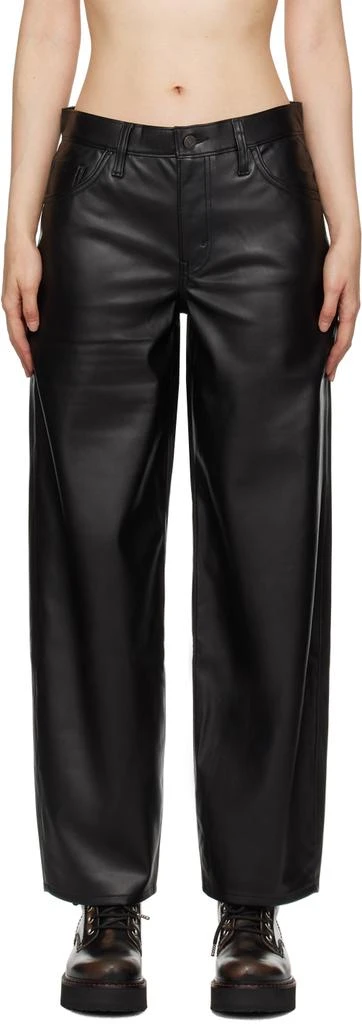Levi's Black Baggy Dad Faux-Leather Trousers 1