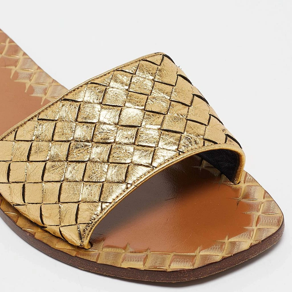 Bottega Veneta Bottega Veneta Gold Leather Intrecciato Flat Slides Size 36.5 7