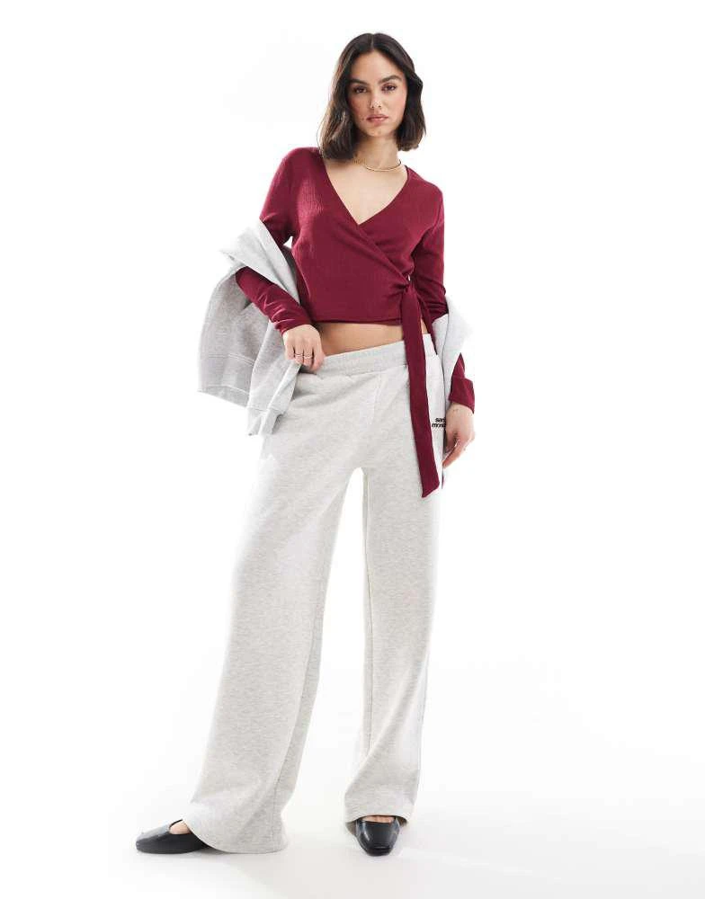 Miss Selfridge Miss Selfridge wrap top in burgundy 3