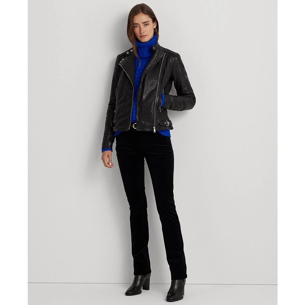 Lauren Ralph Lauren Women's Tumbled Leather Moto Jacket 4