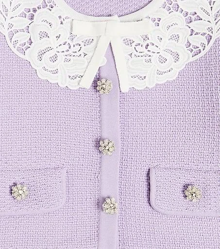 Self Portrait Lace-trimmed embellished cardigan 3