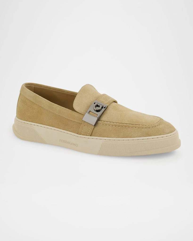 Salvatore Ferragamo Men\'s Tan Suede Slip-Ons Ferragamo Men main image 3