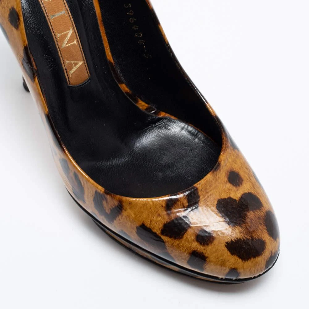 Gina Gina Brown Leopard Print Patent Leather Round Toe Pumps Size 38 7