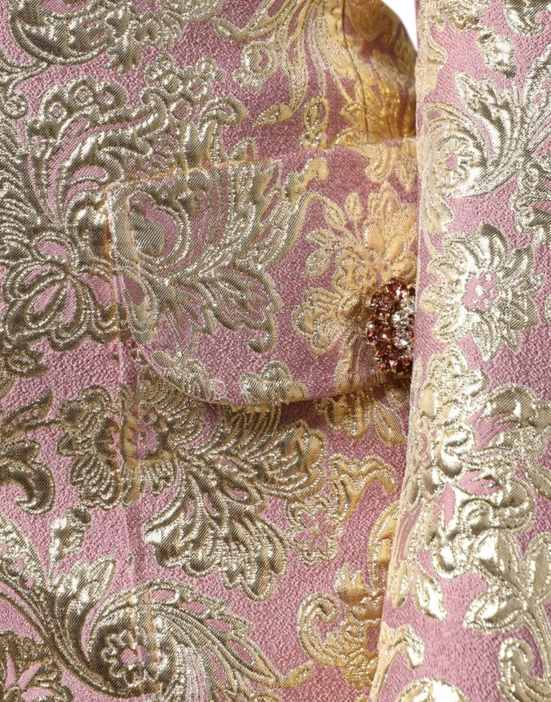 Dolce & Gabbana Metallic pink gold Jacquard Jewel Button Coat Women's Jacket 5