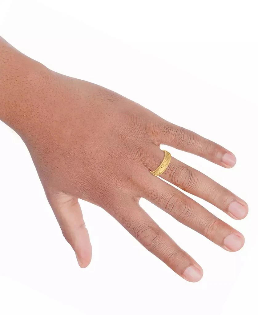 Macy
s Men
s Geometric Texture Milgrain Bead Wedding Band in 18k Gold-Plated Sterling Silver 2