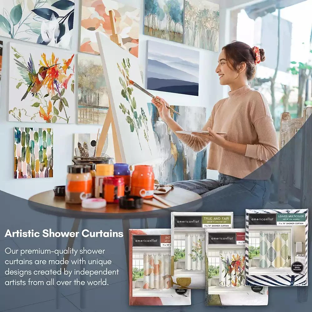 Americanflat 71x74 Floral Shower Curtain - Spring Bouquet by PI Creative Art 4