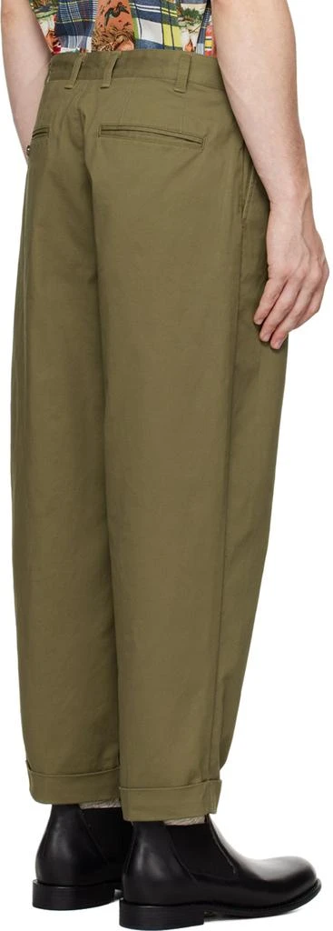 BEAMS PLUS Khaki 2 Pleats Chino Trousers 3