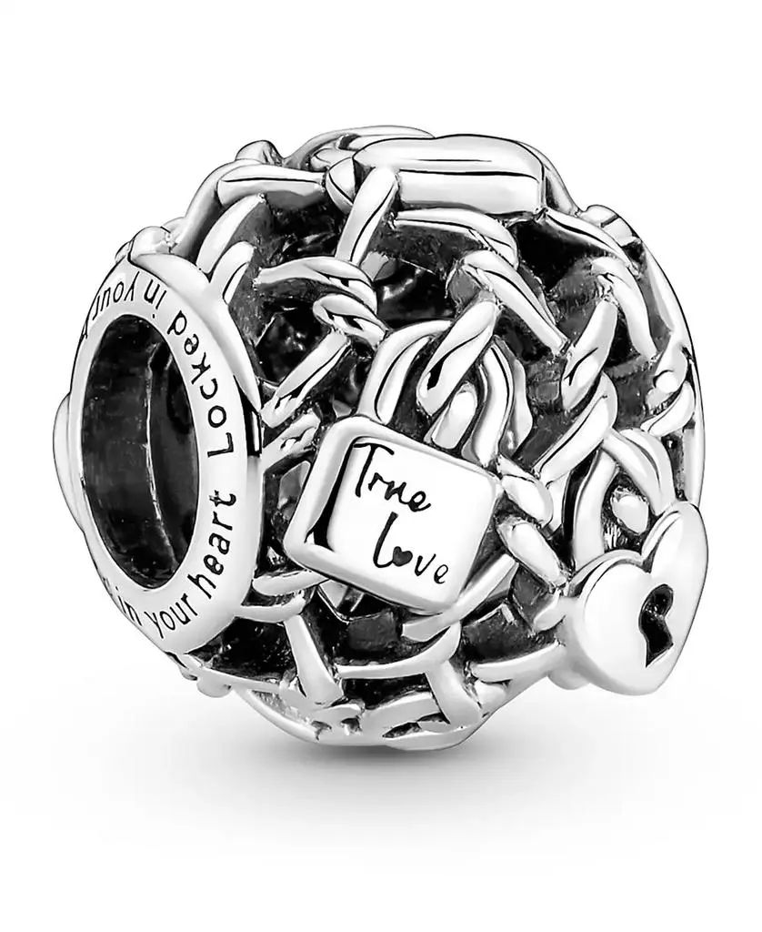 PANDORA Sterling Silver Openwork Chain Link Padlock Charm