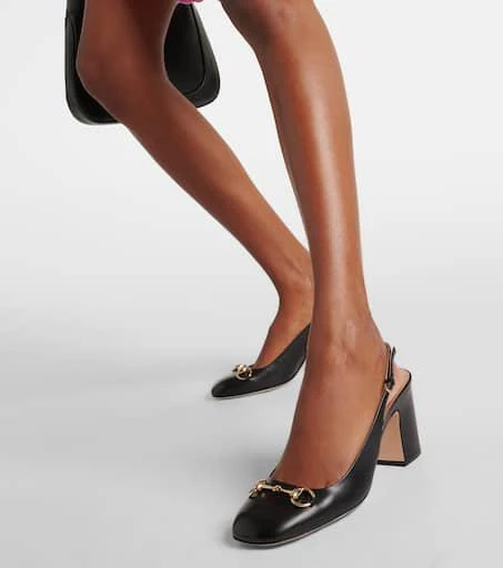 Gucci Horsebit leather slingback pumps 4