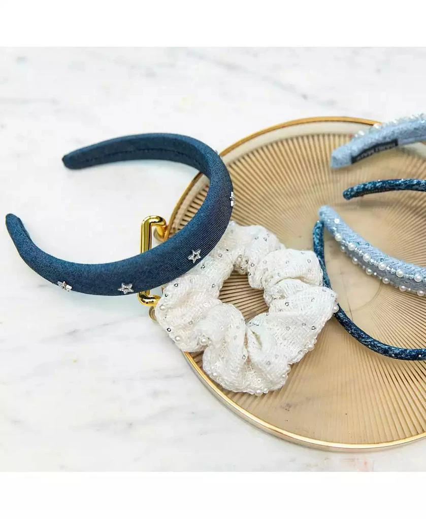 Headbands of Hope Women
s Tweed Scrunchie Set of 3 - Sequin Pearls 3