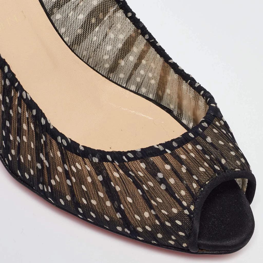 Christian Louboutin Christian Louboutin Black/White Polka Dot Chiffon and Satin Peep Toe Pumps Size 38.5 7