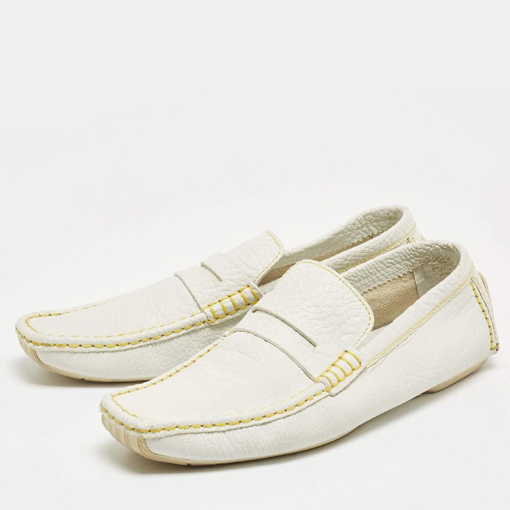 Louis Vuitton Louis Vuitton White Leather Lombok Slip On Loafers Size 45 2