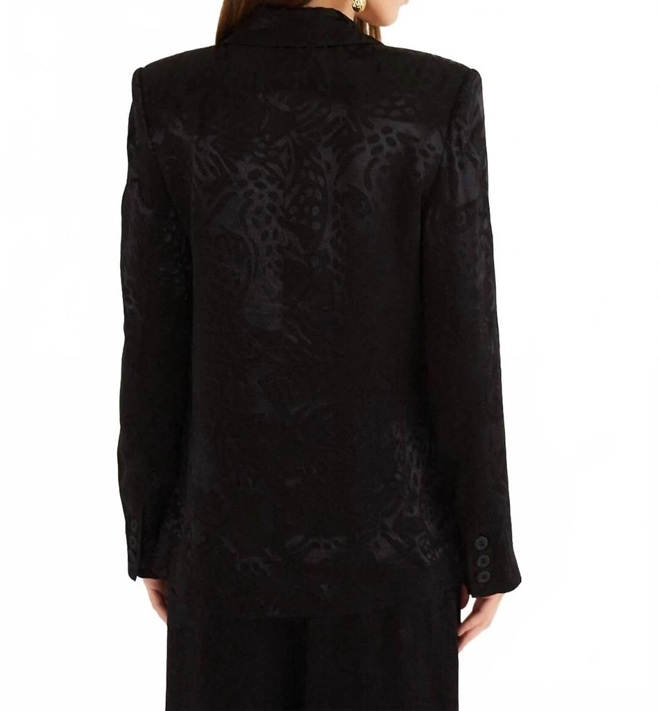 Farm Rio Leopard Jacquard Blazer In Black 2