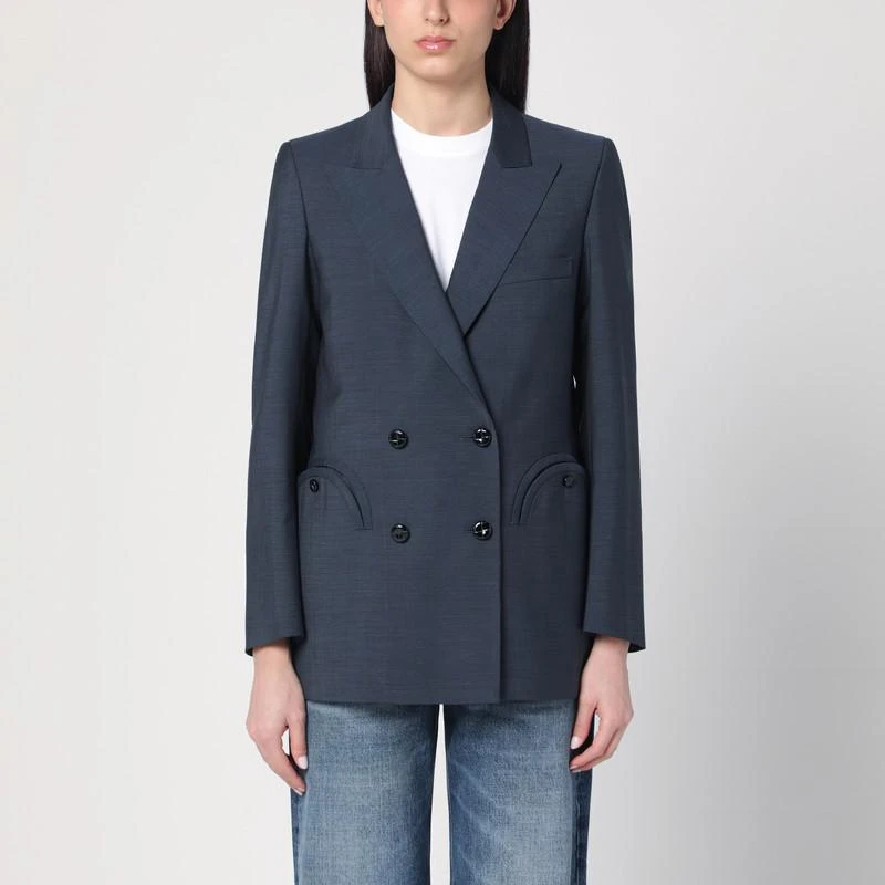 BLAZÉ MILANO Navy blue double-breasted jacket in wool blend 1