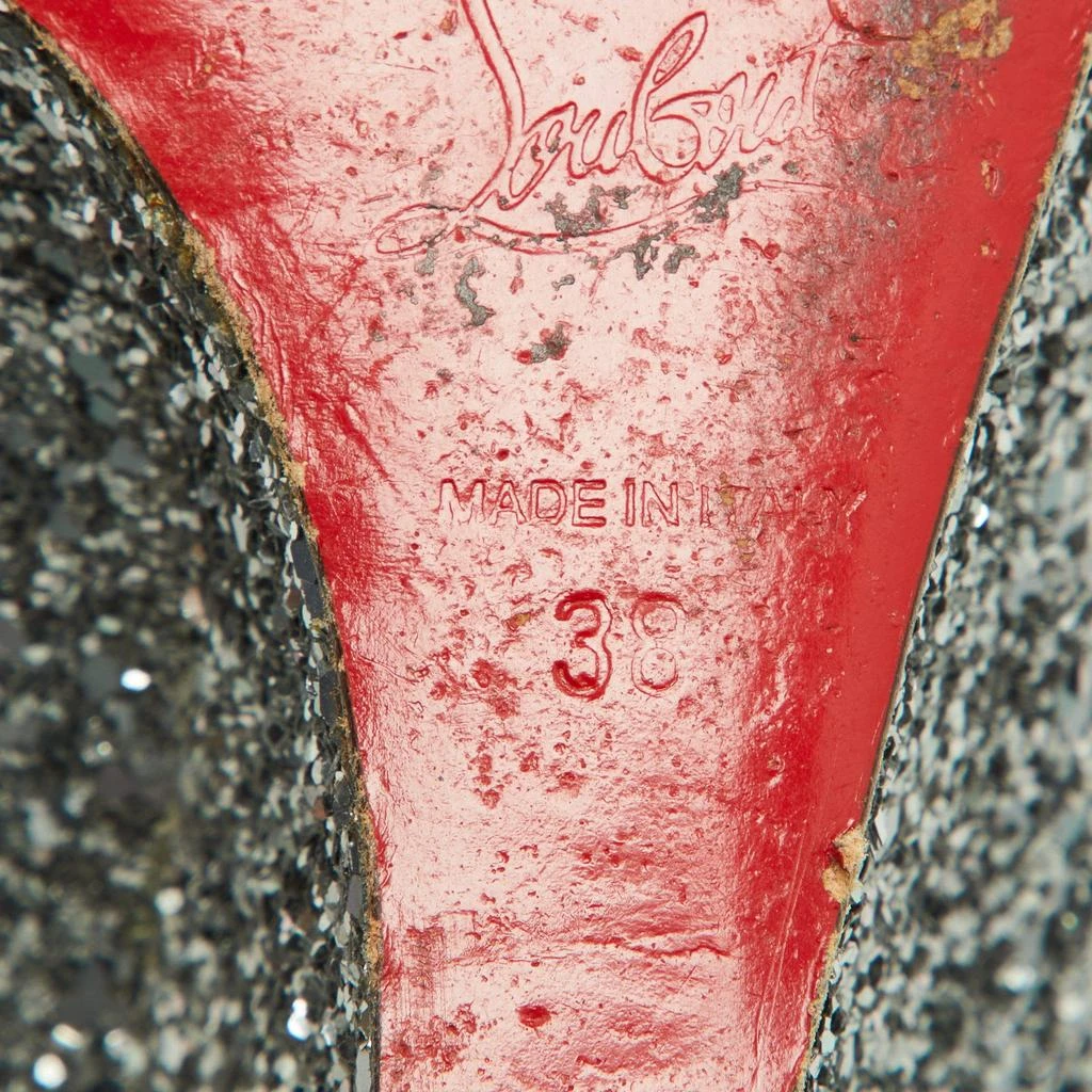 Christian Louboutin Christian Louboutin Metallic Grey Coarse Glitter Miss Boxe Wedge Pumps Size 38 7