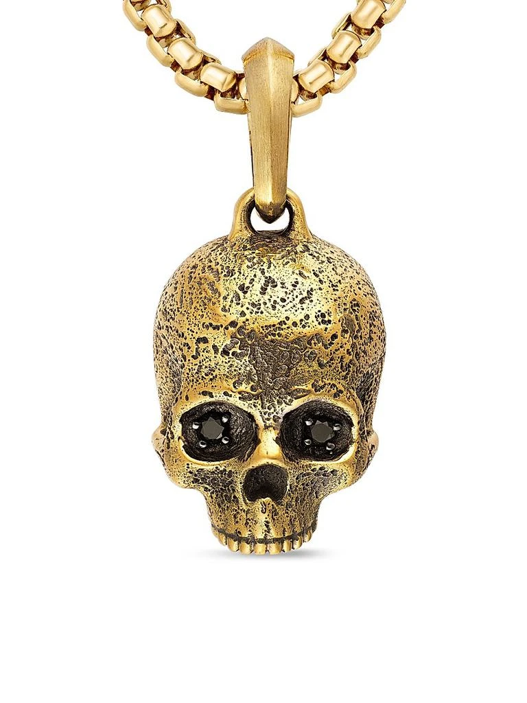David Yurman Memento Mori Skull Amulet in 18K Yellow Gold with Pave Black Diamonds, 18MM 5