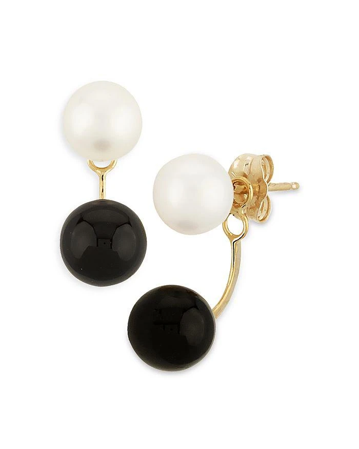 Bloomingdale
s Onyx 
Cultured Freshwater Pearl Front-to-Back Drop Earrings in 14K Yellow Gold