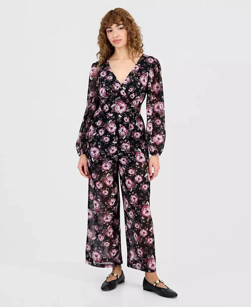 And Now This Petite Floral V-Neck Long-Sleeve Jumpsuit, Macy's Exclusive 1