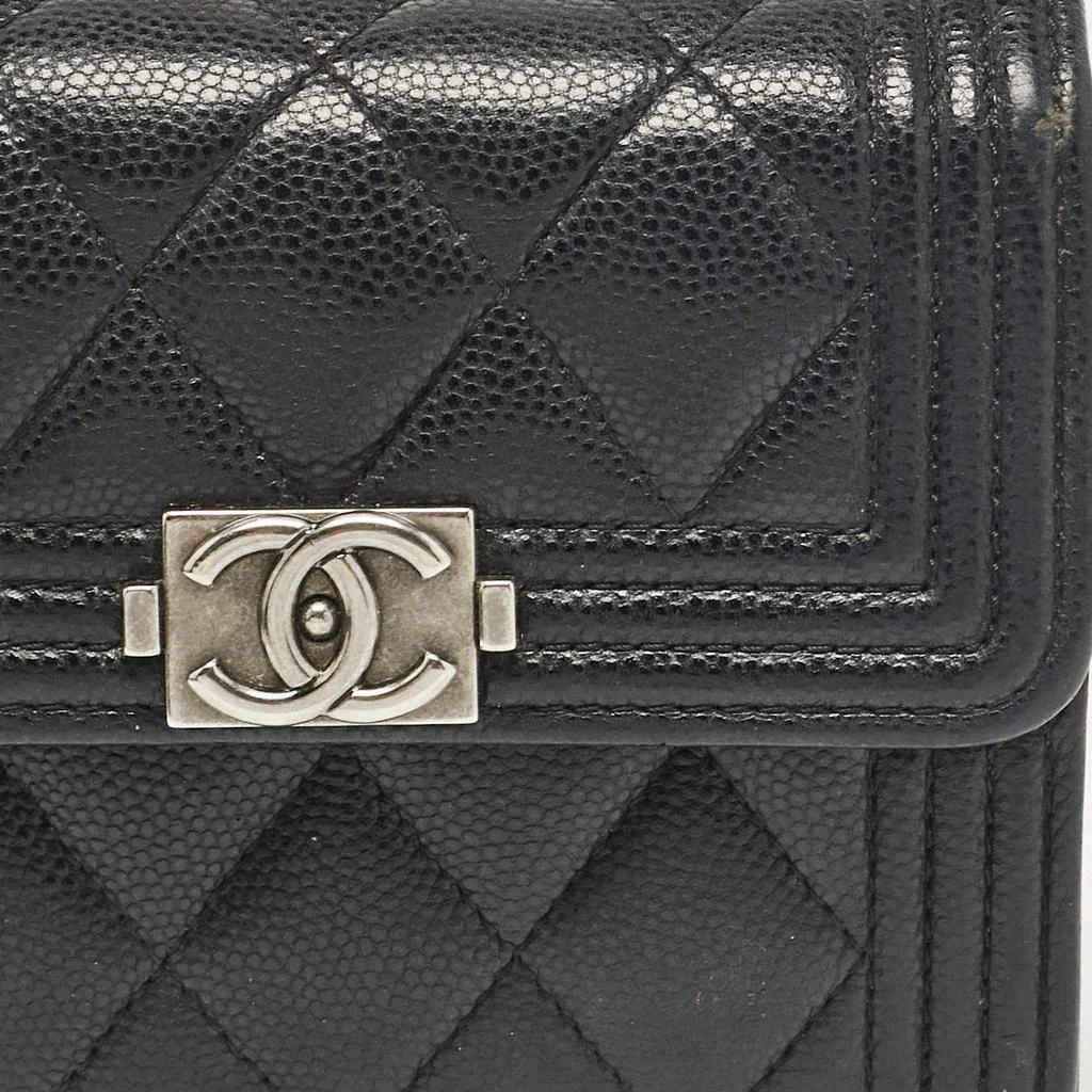 Chanel Chanel Black Caviar Quilted Leather Boy Trifold Wallet 6
