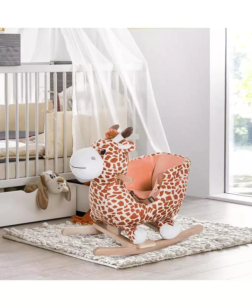 Qaba Baby Rocking Horse, Plush Animal Rocker w/ Realistic Sound, Pedals 2