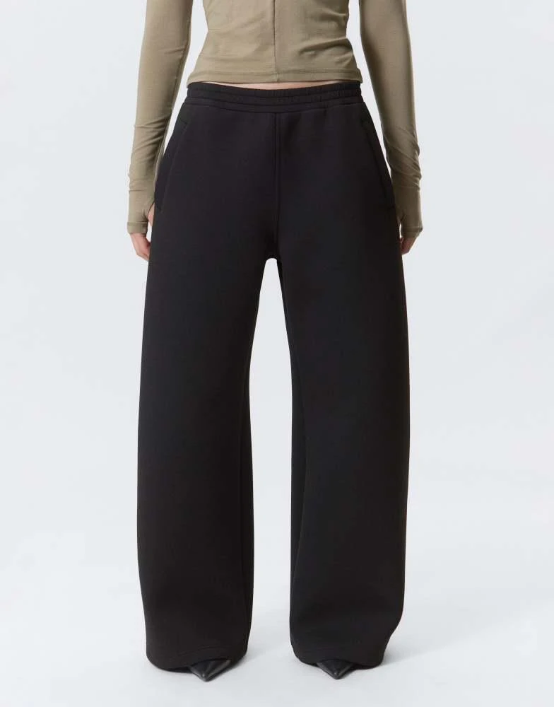 Weekday Weekday scuba wide leg sweatpants in black 2