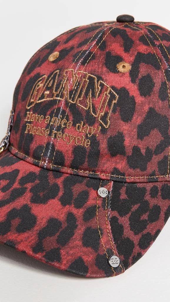 Ganni Red Leopard Baseball Cap 4