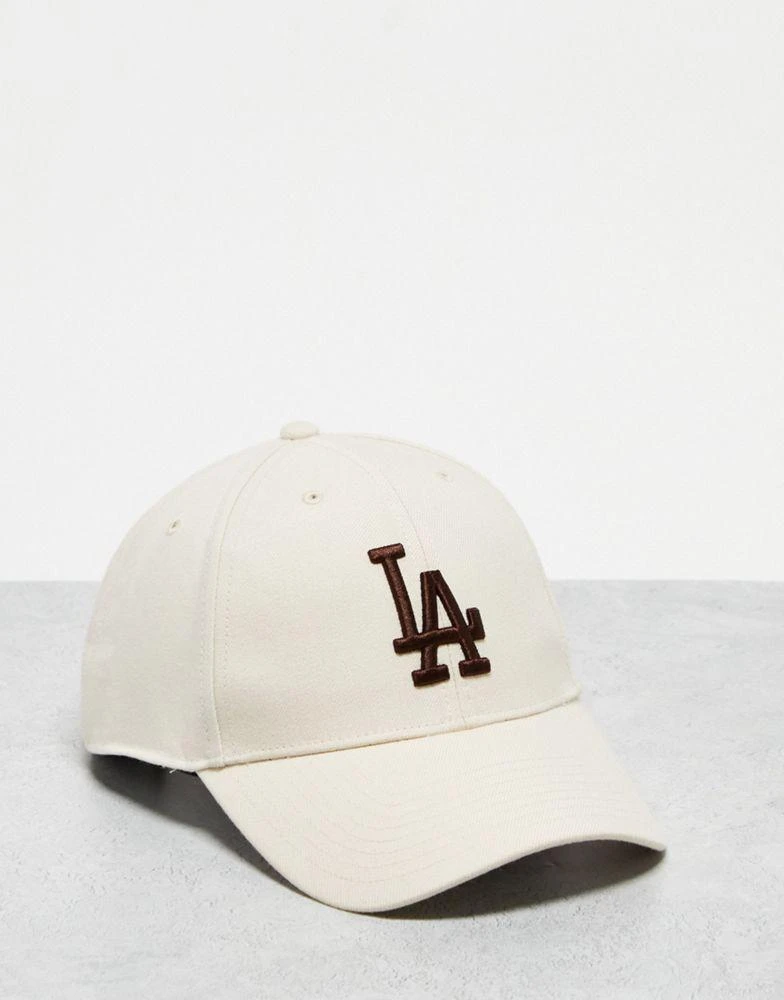 47 Brand 47 Brand MLB LA Dodgers snapback cap in ecru with brown embroidery 1