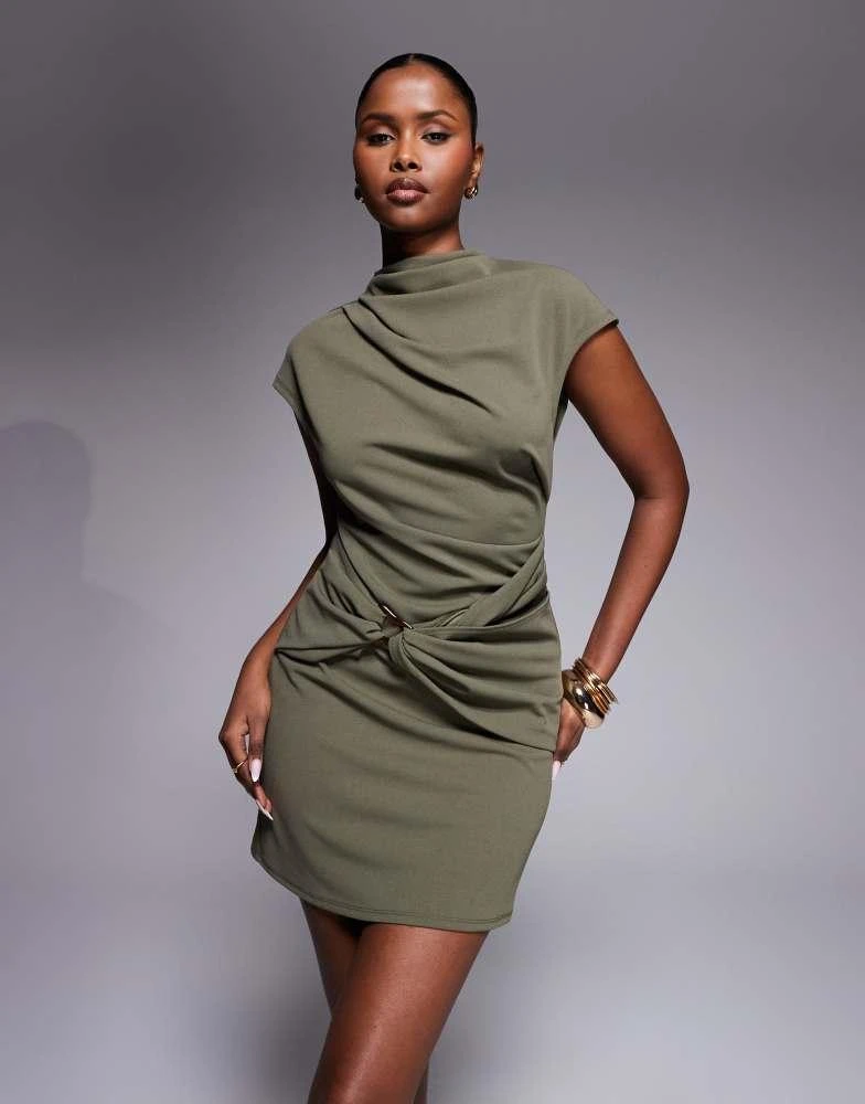 mini dress with high neck High Neck Open Back Mini Dress in White - 14 main image 1