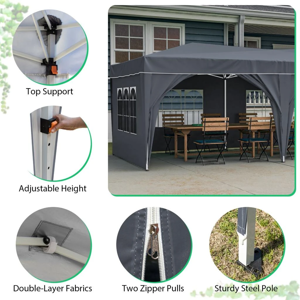Streamdale Furniture Streamdale 10x20 Pop Up Canopy Tent w/ Sidewalls - Gray 5