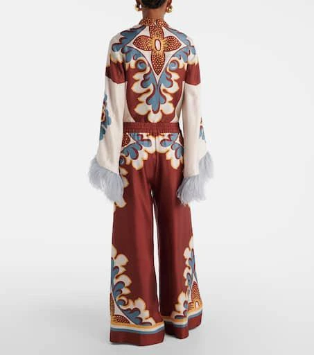 LA DOUBLE J Printed high-rise silk twill palazzo pants 3