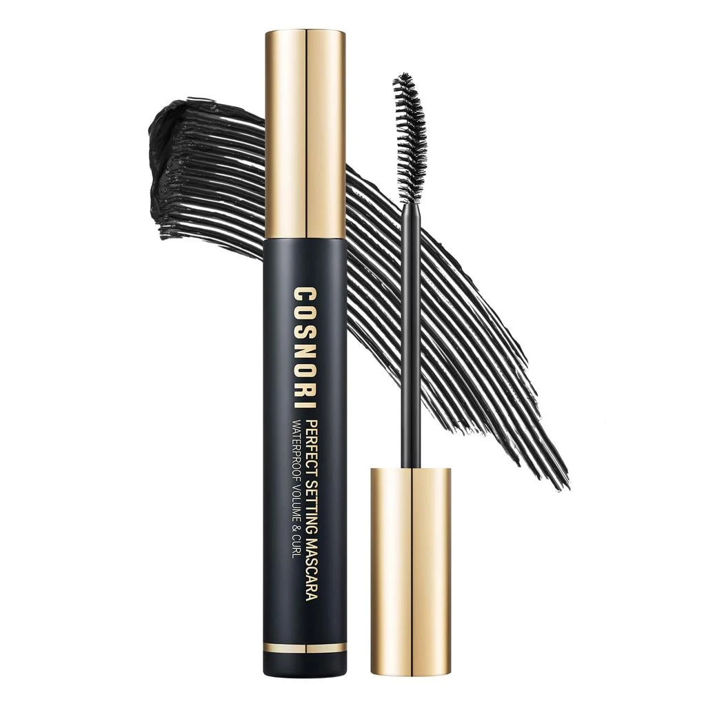 COSNORI COSNORI Perfect Setting Waterproof Mascara Volume & Curl - Volumizing Mascara Black – Thicker, Voluminous Eyelashes – Waterproof, Smudge Proof, Clump Free – Irritation Free Tested, 0.24 fl.oz.