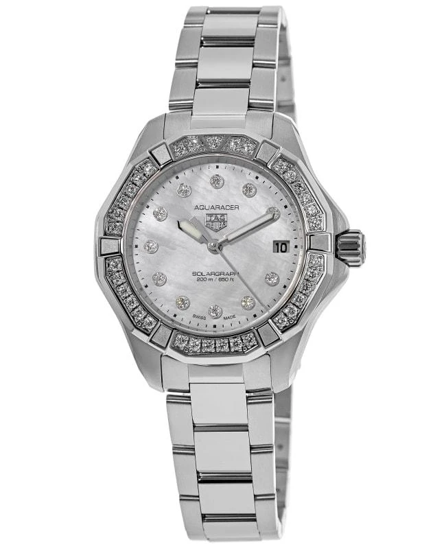 TAG Heuer Tag Heuer Aquaracer Professional 200 Solargraph Mother of Pearl Dial Diamond Bezel Steel Women's Watch WBP1314.BA0005 1
