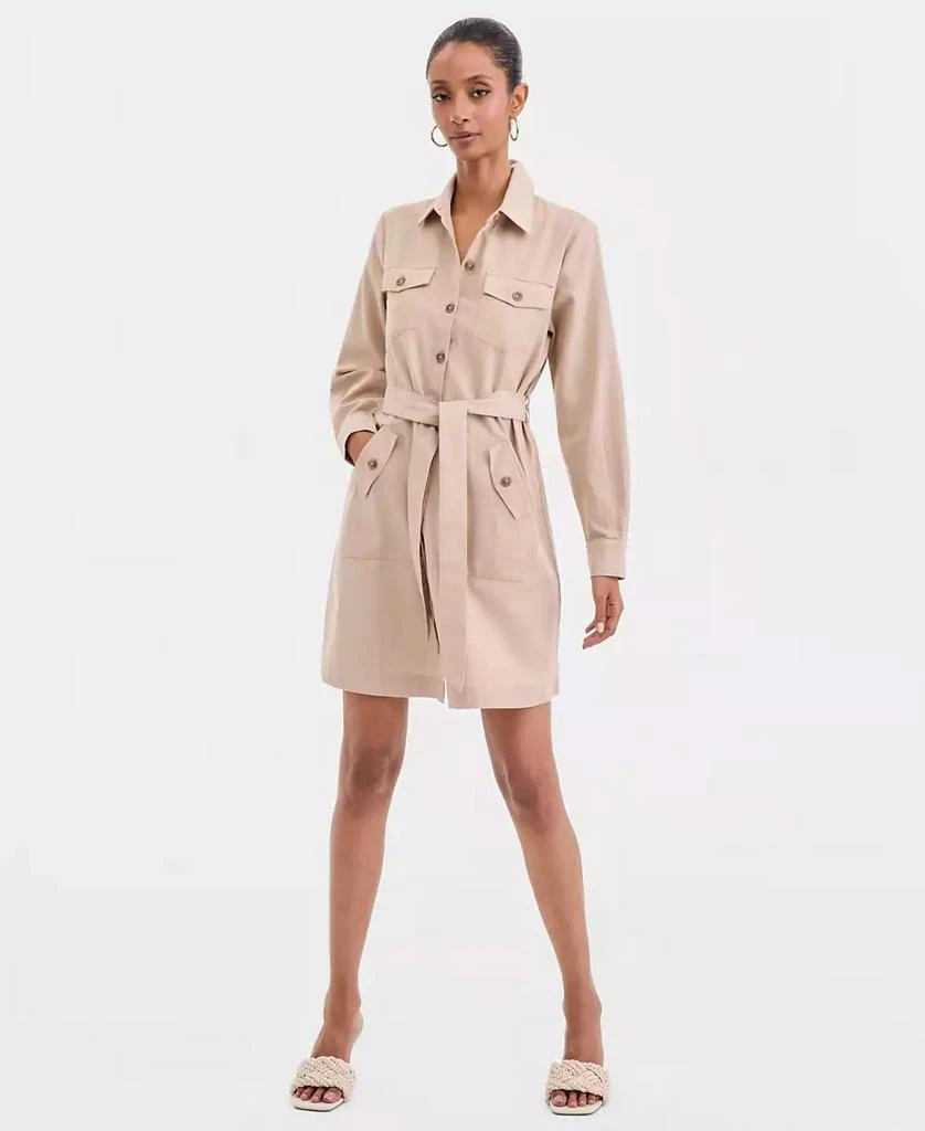 INC International Women's Long-Sleeve Belted Shirtdress, Macy's Exclusive