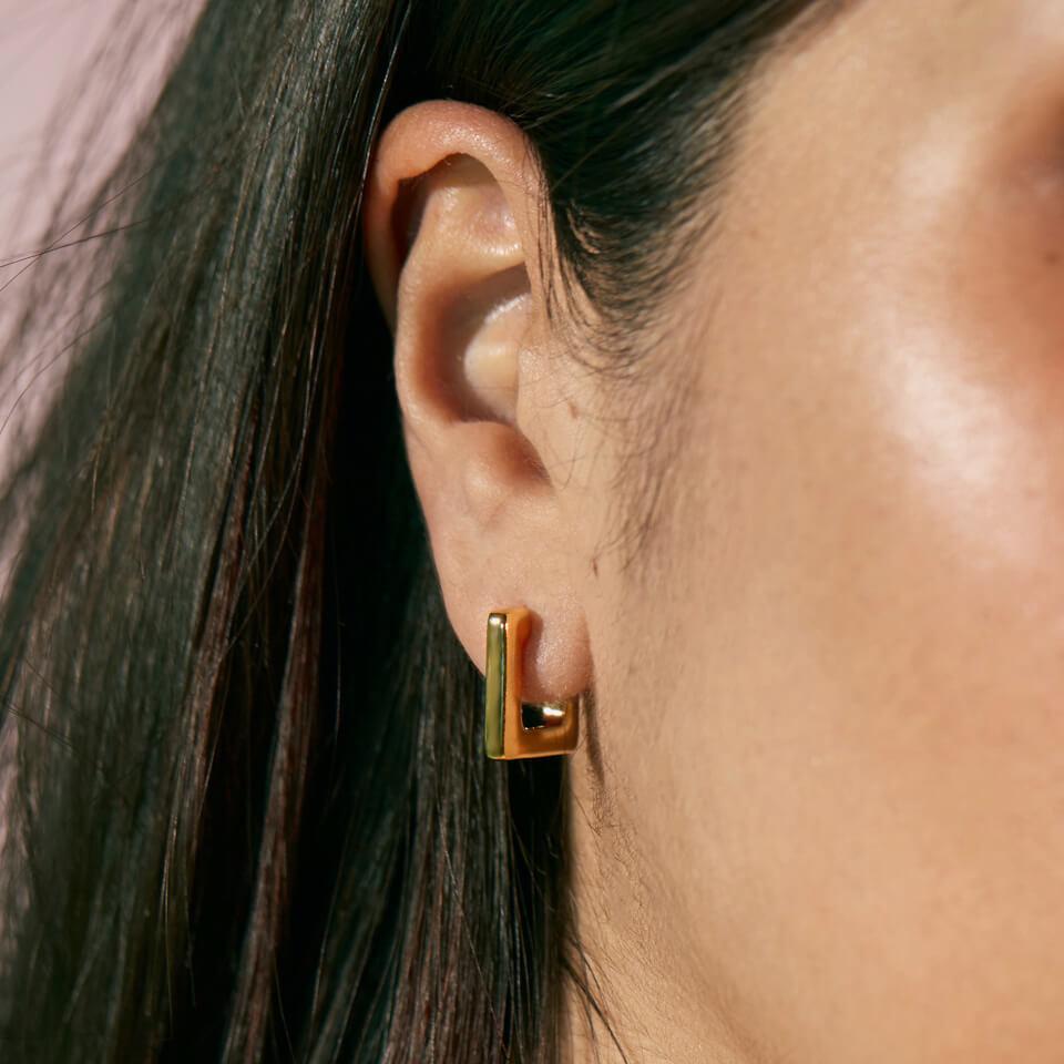 ESTELLA BARTLETT Estella Bartlett Square Gold-Tone Hoop Earrings