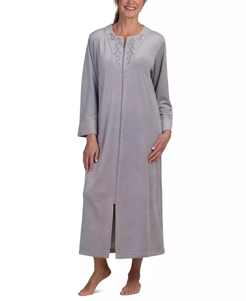 Miss Elaine Women's Embroidered Zip-Front Robe 1