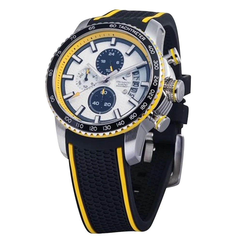 Strumento Marino Men's Chronograph Freedom Black Silicone Strap Watch 45mm 2