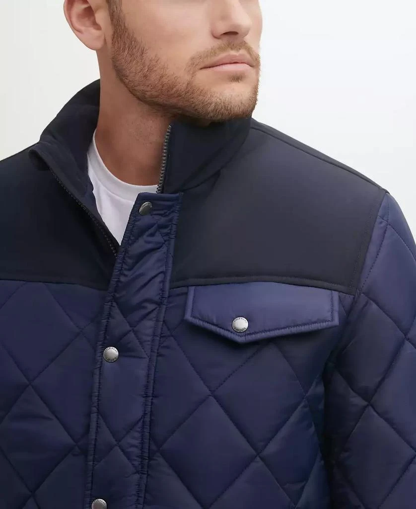 Cole Haan Men's Mixed Media Diamond Quilt with Faux Sherpa Lining Coat 4