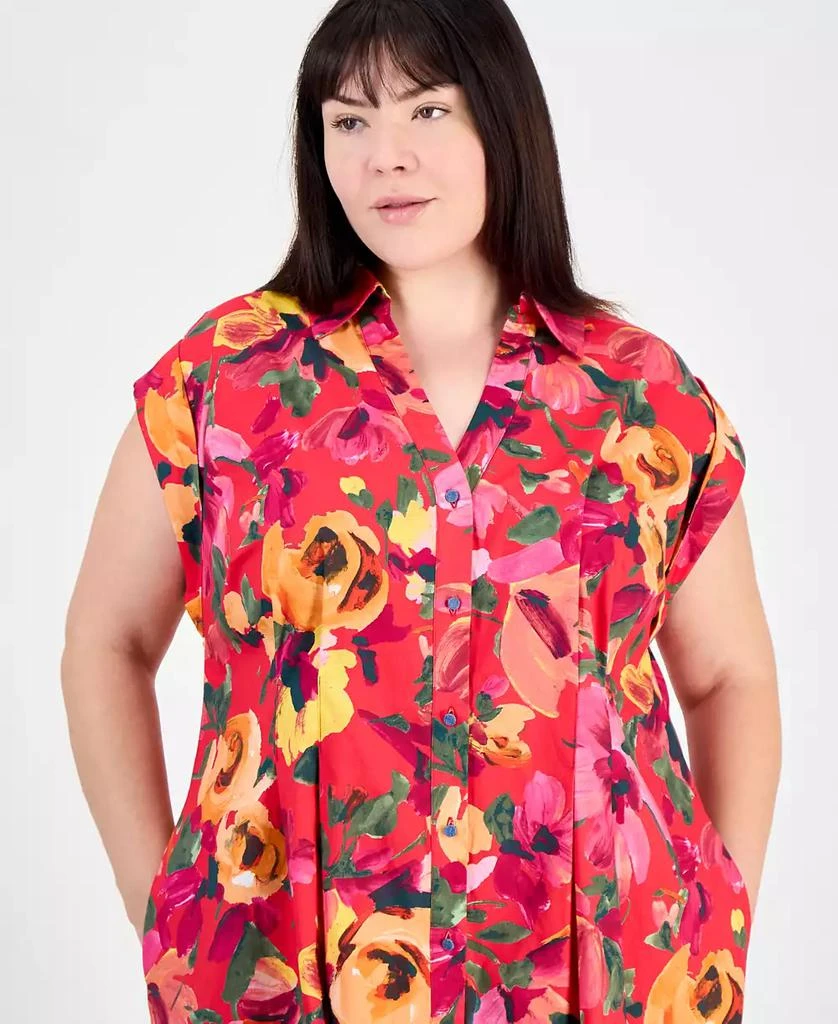 julia jordan Plus Size Floral-Print Button-Down Shirtdress 3