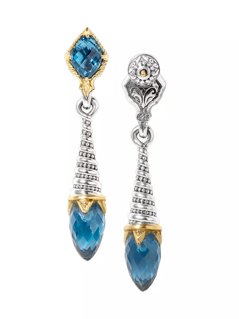 Konstantino Anthos Sterling Silver, 18K Yellow Gold & Blue Spinel Drop Earrings