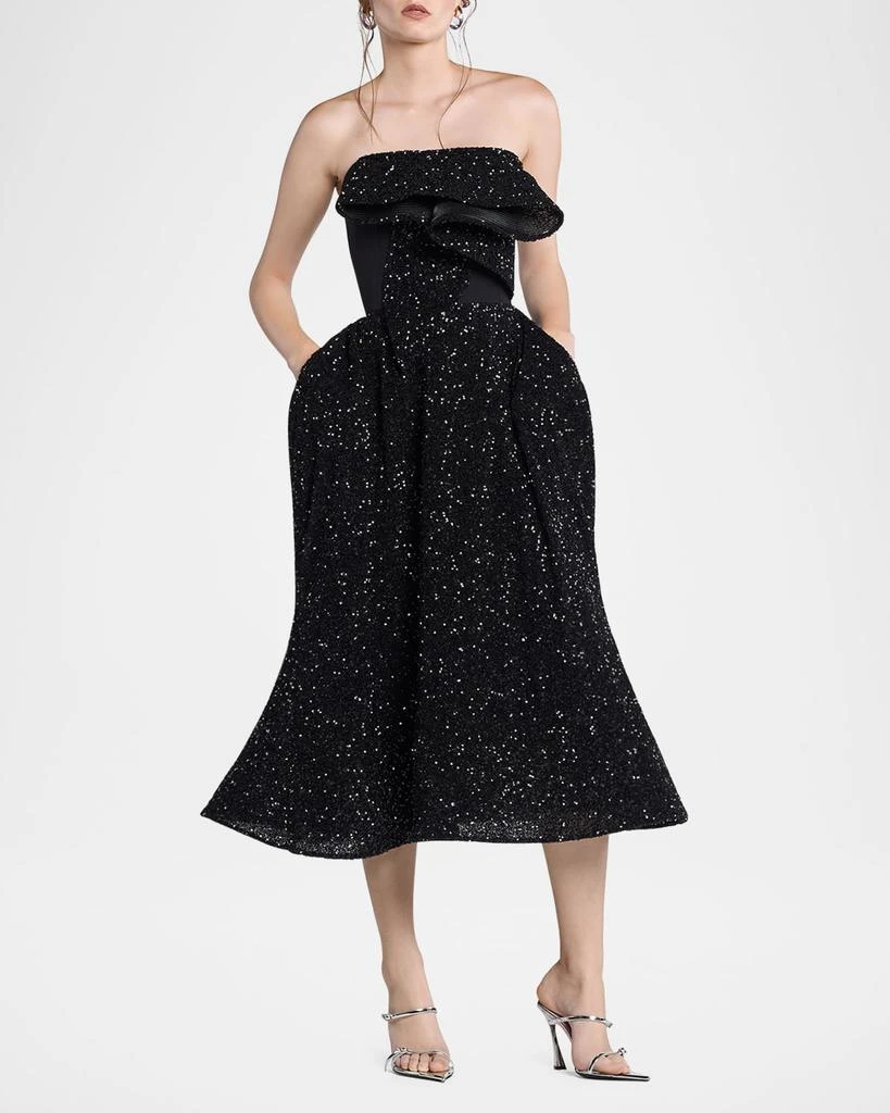Maticevski Rotation Strapless Ruffle Sequined Midi Dress 2
