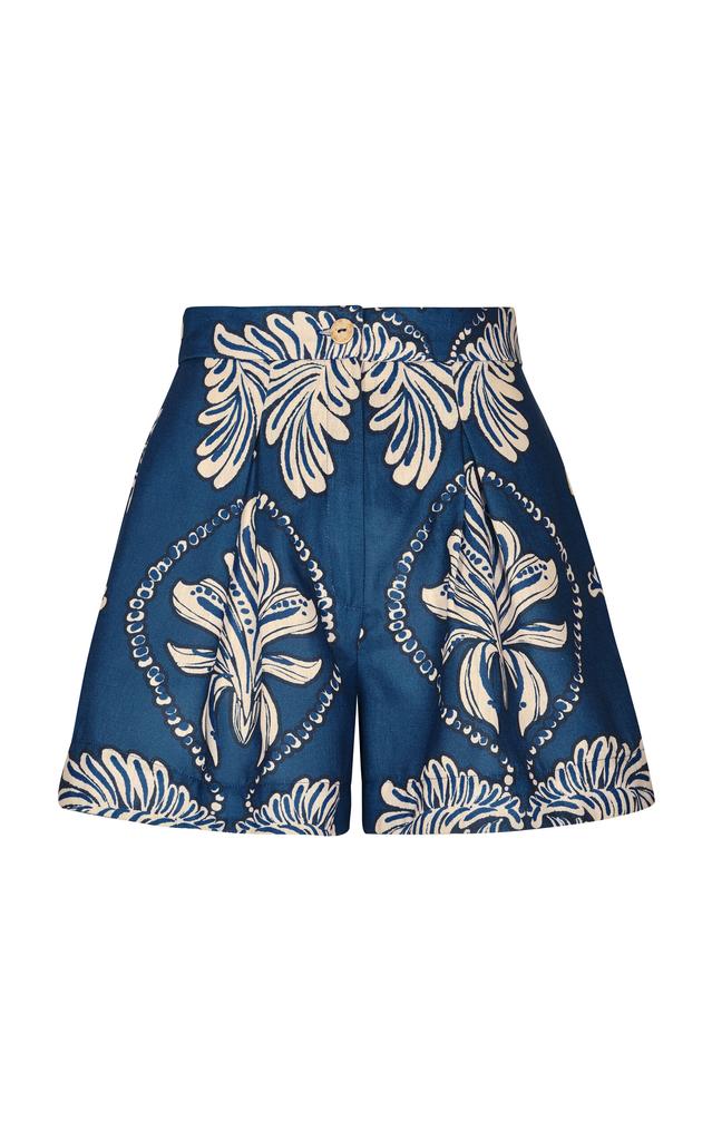 Andres Otalora Andres Otalora - Guagua Pleated Linen Shorts - Blue - US 12 - Moda Operandi