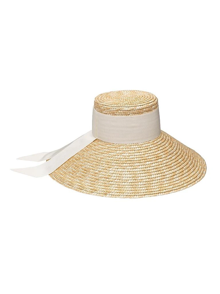 NWT Eugenia Kim Lettie grosgrain-trimmed visor Eugenia Kim Lettie Grosgrain-Trimmed Hemp-Blend Visor In  main image 4