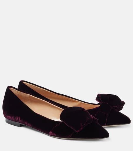 Gianvito Rossi Bow-detail velvet ballet flats 1