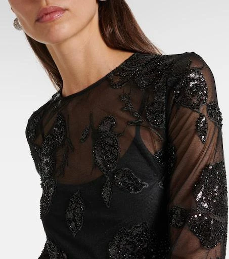 ROTATE Birger Christensen Embellished mesh maxi dress 4