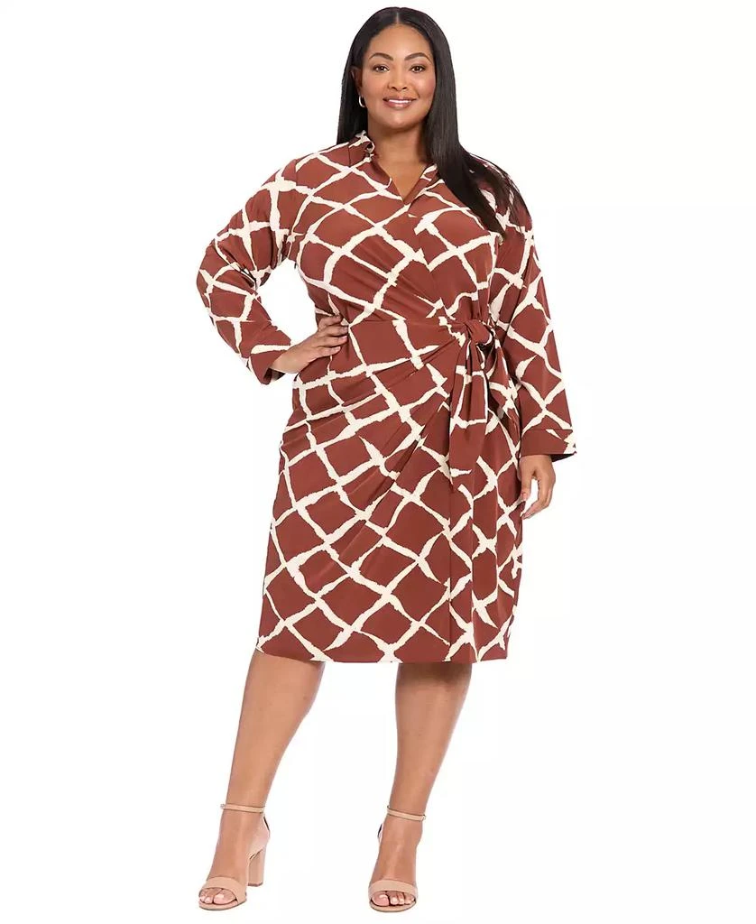 knee length dresses for ladies Plus Size Short Sleeve Gathered Midi Dress – 2020AVE main image 1