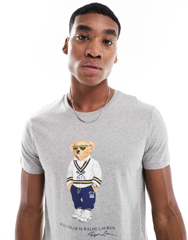 Ralph Lauren Polo Ralph Lauren heritage bear print t-shirt custom fit in grey marl 1