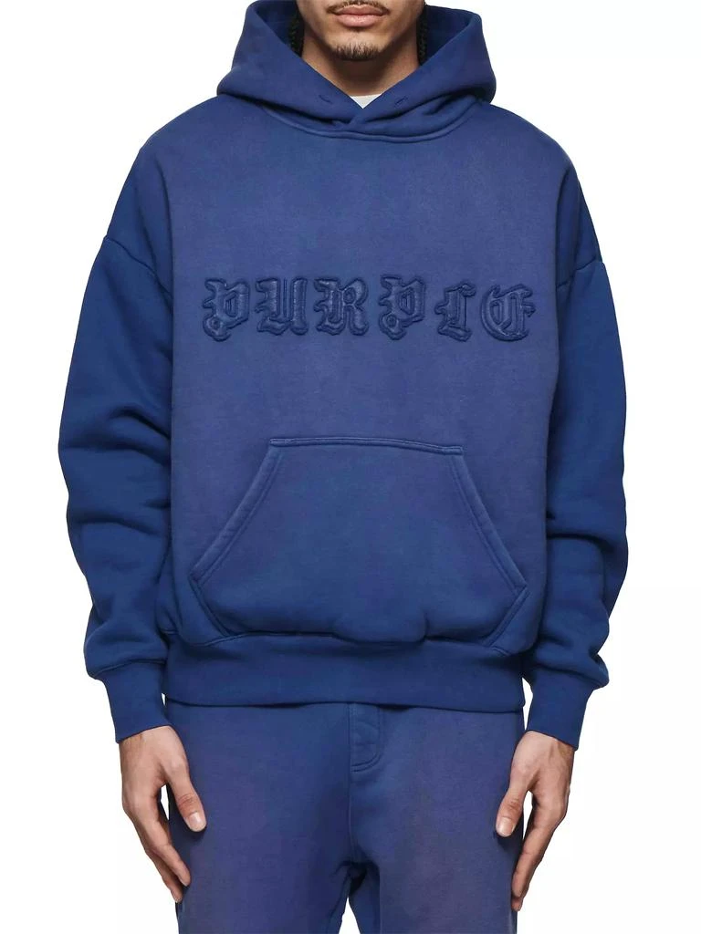 Purple Brand Appliqué Logo Cotton Fleece Hoodie 1