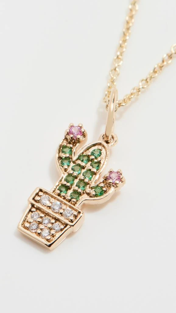 Sydney Evan 14k Small Potted Cactus Necklace 4