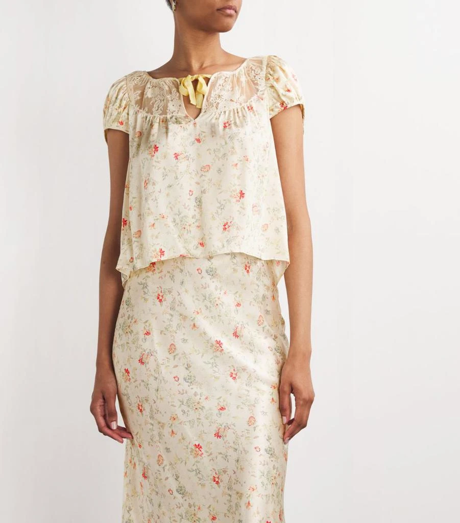 DÔEN Silk Flowering Meadow Print Camri Blouse 3